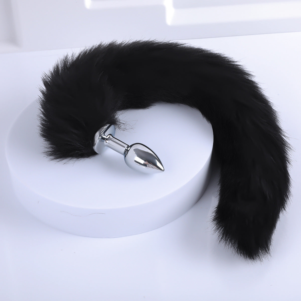 Image of sm sex detachable tail butt plug metal fox backyard anal toy passionate sex aid sex toys - Black detachable tail